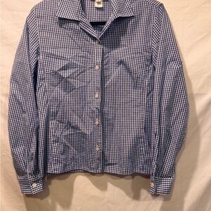 Vintage Pendleton Women's Blue and White Gingham Blouse